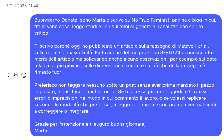 Messaggio Instagram a Columbro