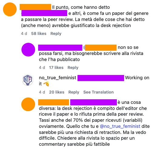 Sulla presunta richiesta di retraction