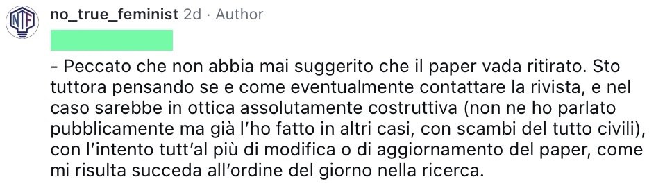 Sulla presunta richiesta di retraction